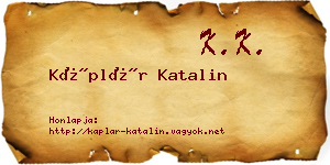 Káplár Katalin névjegykártya